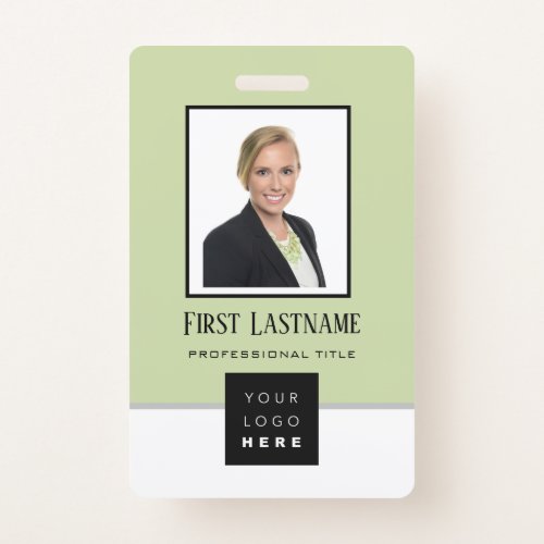 Barcode Photo Name ID Card Vertical Mint Frame Badge