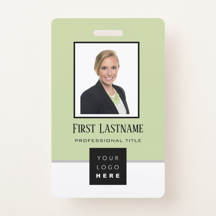 Barcode Photo Name ID Card Vertical Mint Frame Badge | Zazzle.com