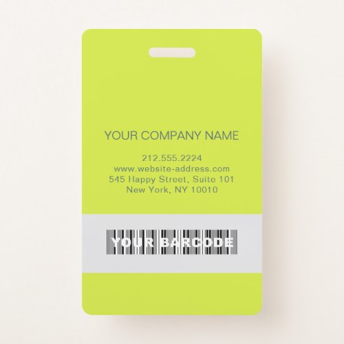 Barcode Photo Name ID Card Vertical Yellow Badge