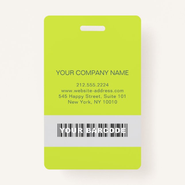 Barcode Photo Name ID Card Vertical Yellow Badge (Back)