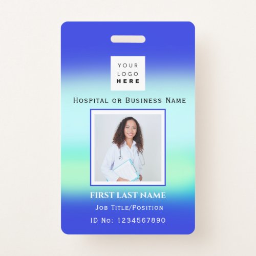 Barcode Photo Nurse Doctor Health Blue Hospital Badge