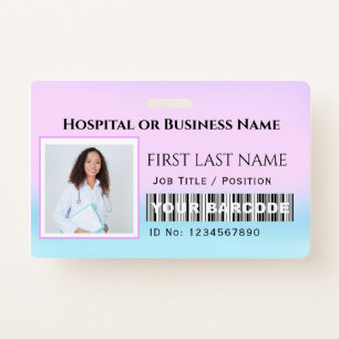 Barcode Photo Nurse Doctor Health Care Horisontal Badge