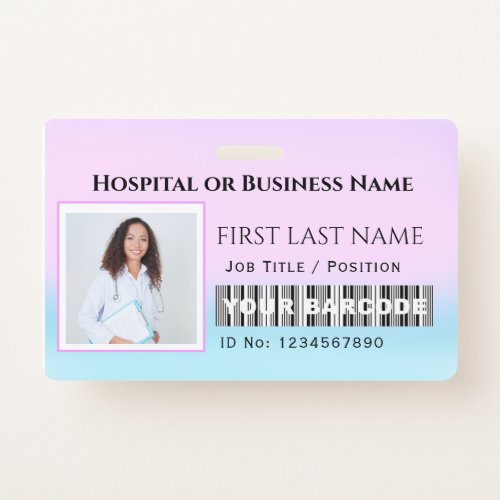 Barcode Photo Nurse Doctor Health Care Horisontal Badge