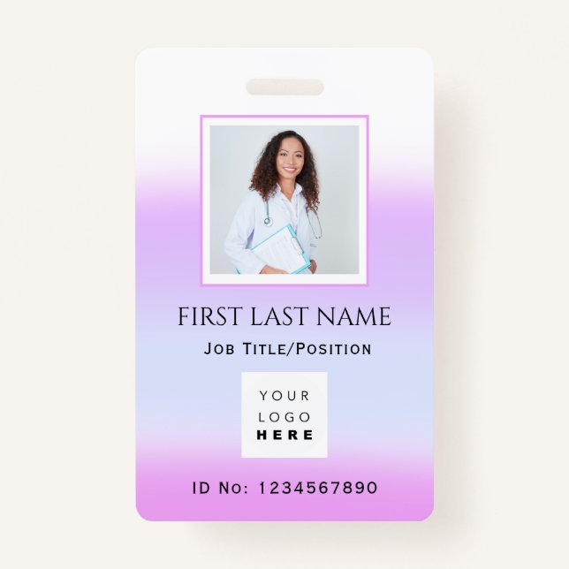 Barcode Photo Nurse Doctor Health Care IDCard Badge (Front)