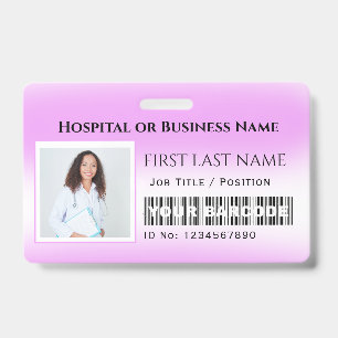 Barcode Photo Nurse Doctor Health Care Pink Hospit Badge