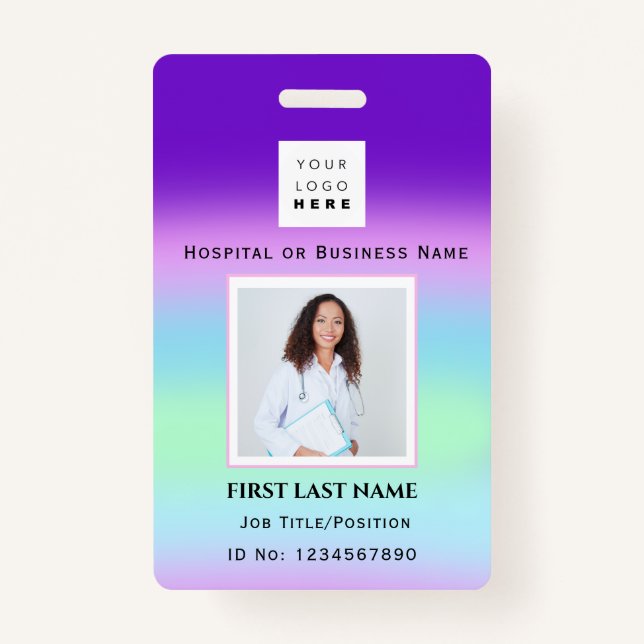 Barcode Photo Nurse Doctor Health Color Therapist Badge (Front)