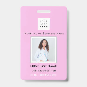 Barcode Photo Nurse Doctor Health Emergency Pink Badge