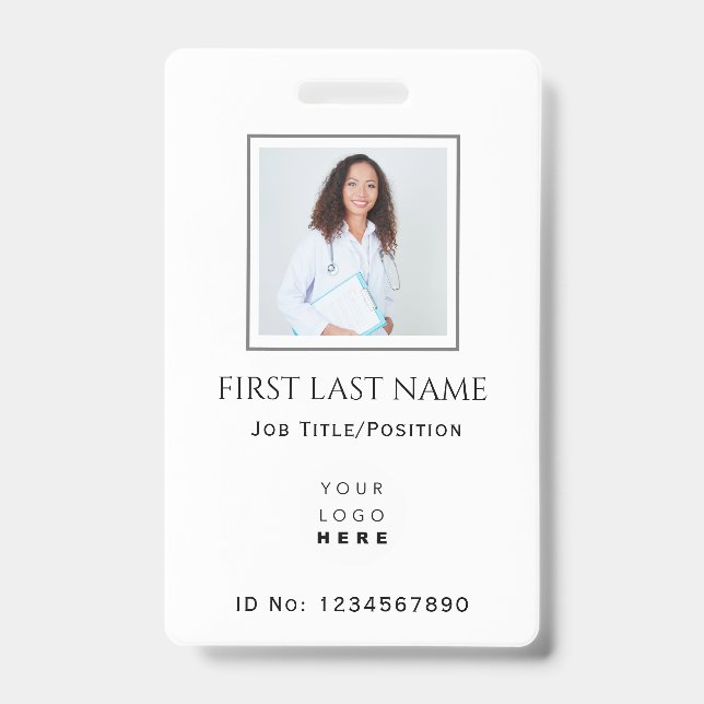 Barcode Photo Therapist Nurse Doctor Health IDCard Badge (Front)