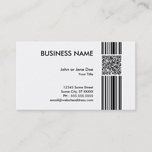 Customizable barcode QR code Business Card