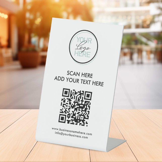 Barcode QR Code Business Logo Pedestal Sign (Creator Uploaded)