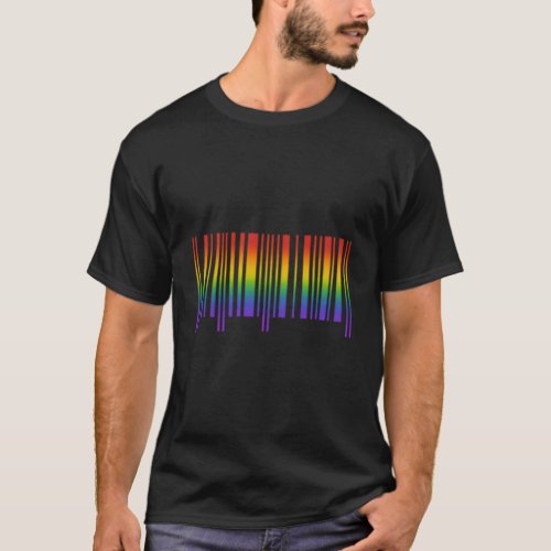 Barcode Rainbow Flag Subtle Pride Month Lgbt Gay E T_Shirt