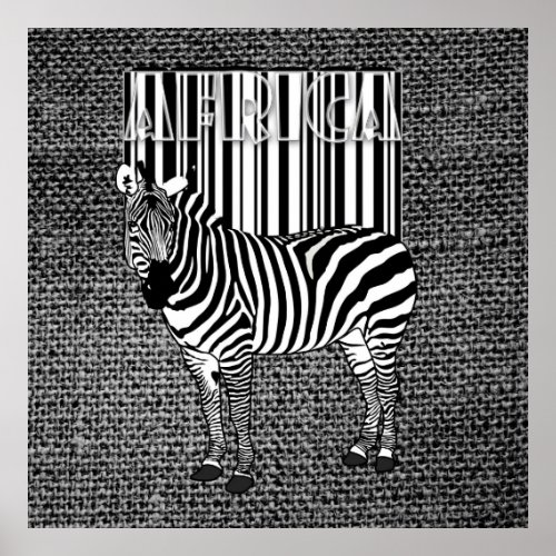 Barcode Running into a zebra design Poster