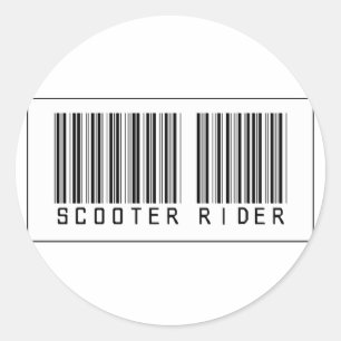 Barcode Scooter Rider Classic Round Sticker