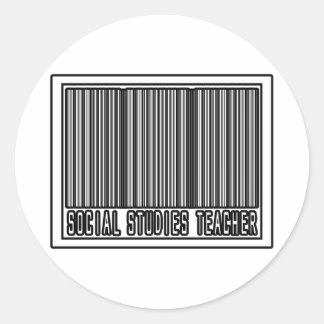 Barcode Social Studies Teacher Classic Round Sticker