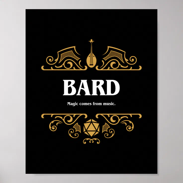 Bard Class Tabletop RPG Gaming Poster | Zazzle