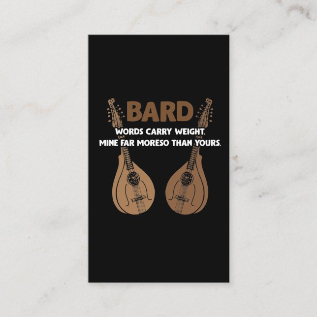 Bard D20 Dice Dungeon Dragons RPG Fantasy Gamer Business Card (Front)