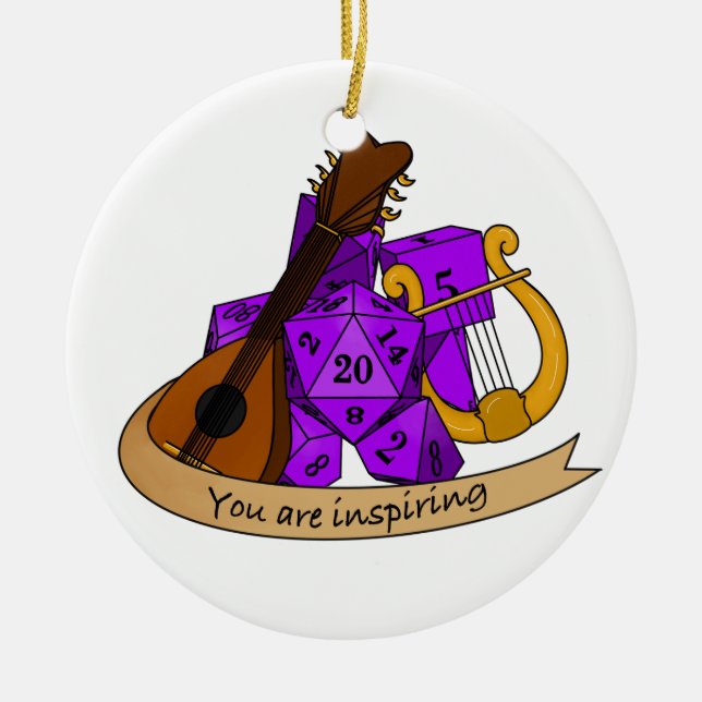 Bard Dice Design Ceramic Ornament (Front)