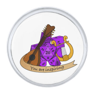 Bard Dice Design Silver Finish Lapel Pin