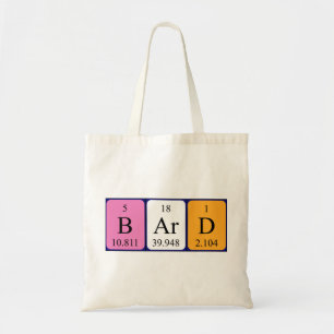 Bard periodic table name tote bag