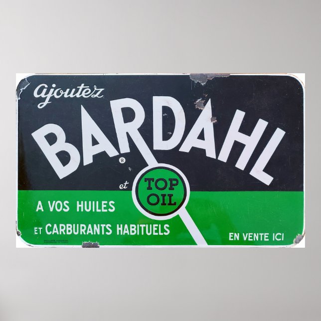 Bardahl Oil, vintage enamel sign. Poster (Front)