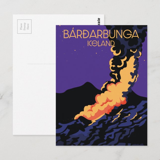 Bárðarbunga, iceland travel poster. postcard (Front/Back)