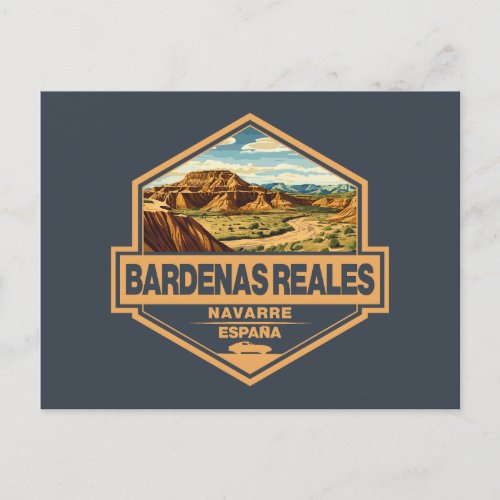 Bardenas Reales Spain Travel Art Badge Postcard