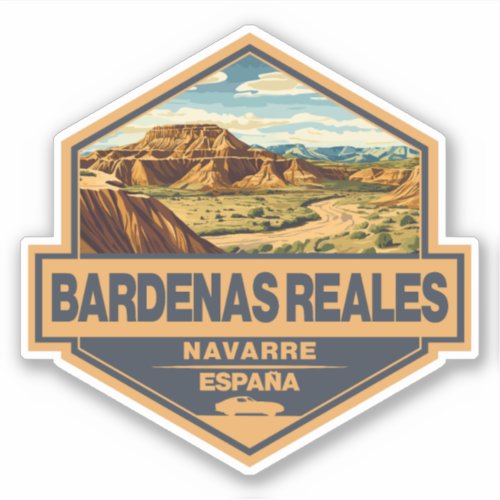 Bardenas Reales Spain Travel Art Badge Sticker