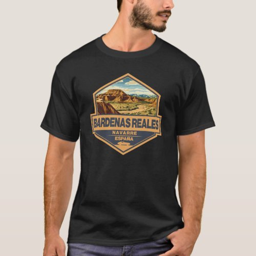 Bardenas Reales Spain Travel Art Badge T_Shirt