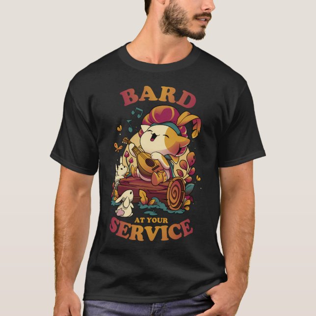 Bard'S Call - Cute Cat Gamer T-Shirt (Front)