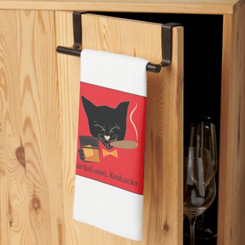 Bardstown KY Bourbon Cat with Cigar _ Bar towel