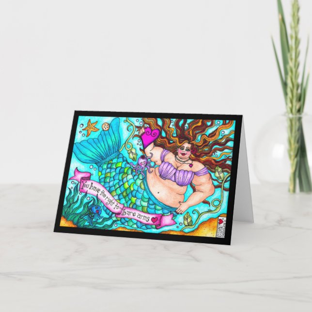 Bare Arms Fat Mermaid Greeting Card (Front)