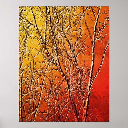 Bare Birch Tree Branches Abstract Poster