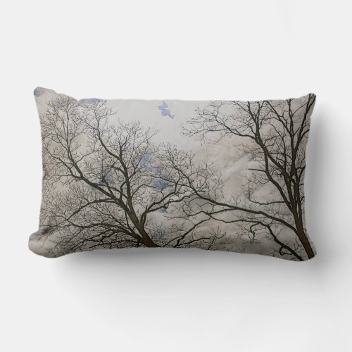 Bare Branches of Winter Trees Nature Art Lumbar Pillow