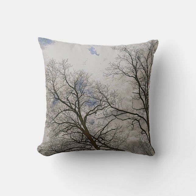 Bare Branches of Winter Trees Nature Art Throw Pillow (Front)
