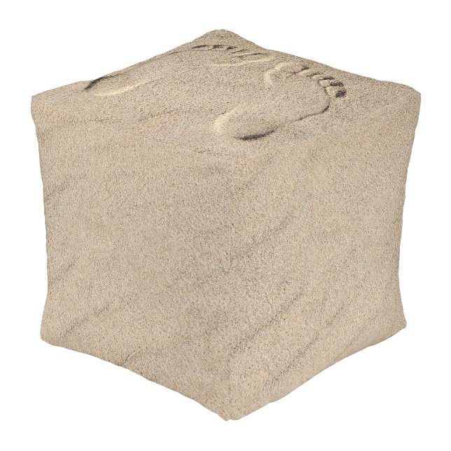 Bare Feet Footprints In Sand Pouf (Angled Front)