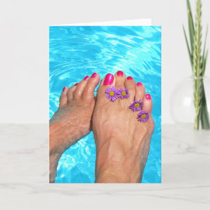 Bare feet in Swimming Pool Birthday Card