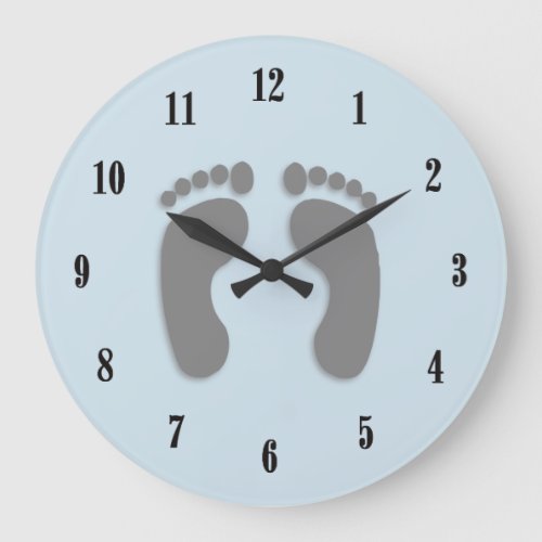 Bare Feet Prints Large Clock