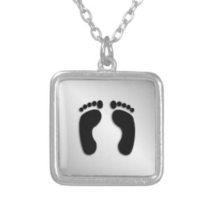 Bare Feet Prints Silver Plated Necklace