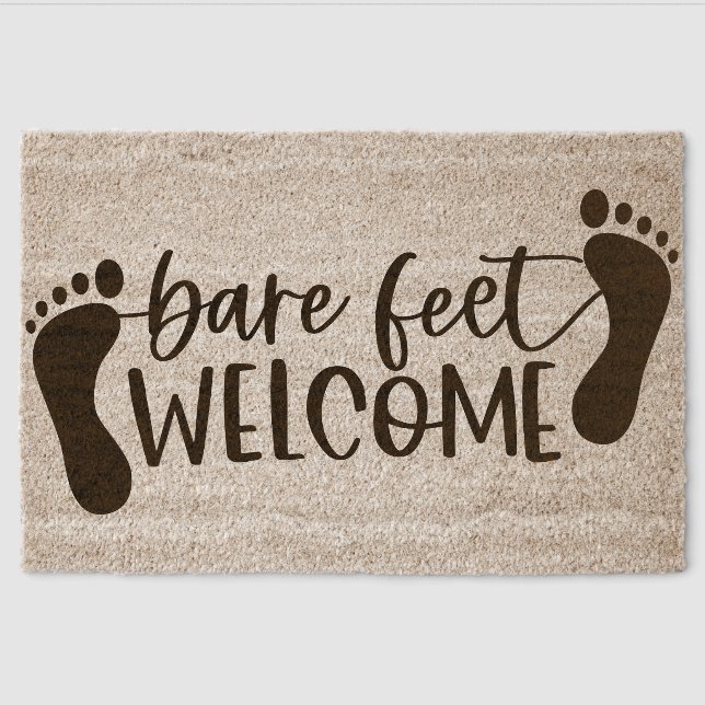 Bare Feet Welcome Fiber Doormat (Front)