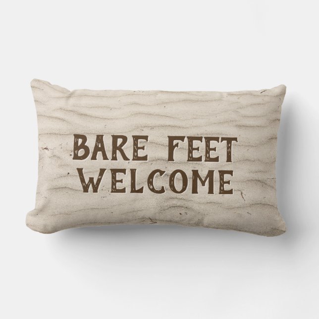 Bare Feet Welcome On Sand  Lumbar Pillow (Front)