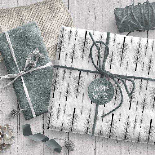 Bare Fir Trees Black on Any Color ID877 Wrapping Paper