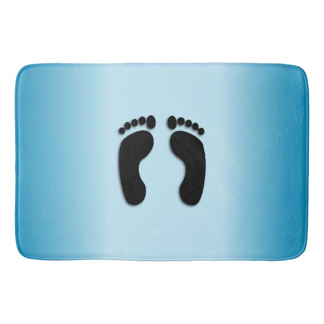 Bare Footprints Blue Bathroom Mat (Front)