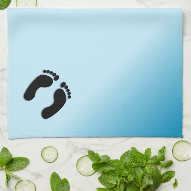 Bare Footprints Blue Kitchen Towel (Folded)