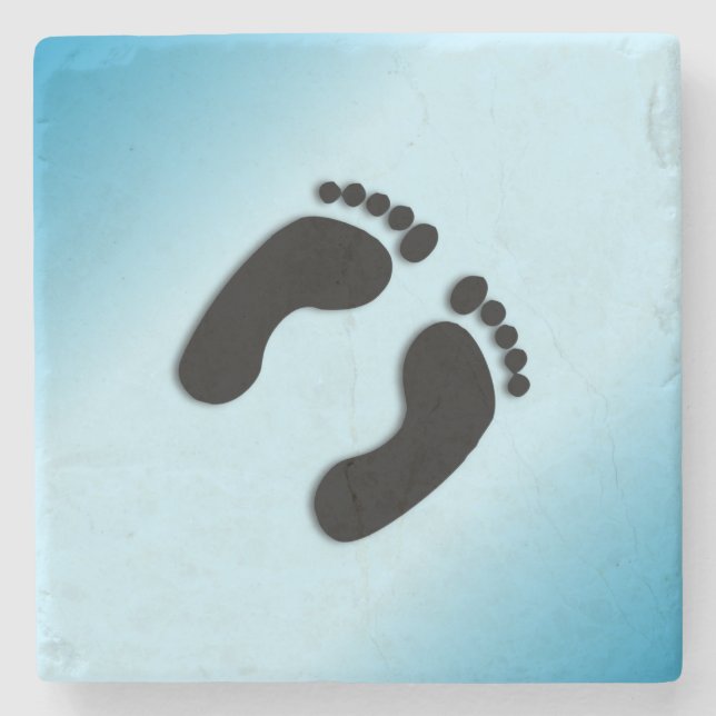 Bare Footprints Blue Stone Coaster (Front)