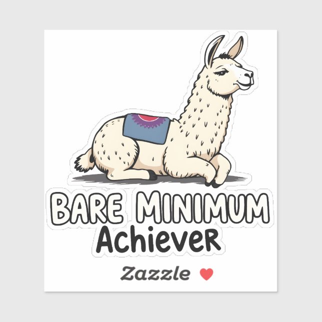 Bare Minimum Achiever Funny Llama Lazy Humor  Sticker (Sheet)