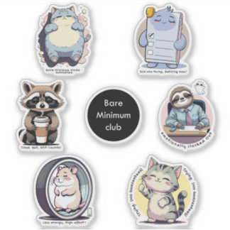 Bare Minimum Club Sticker Sheet | Relatable funny