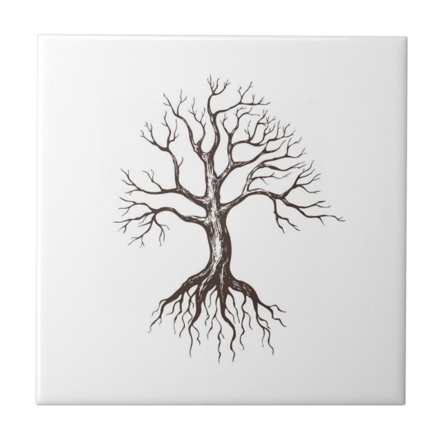 Bare tree ceramic tile (Front)