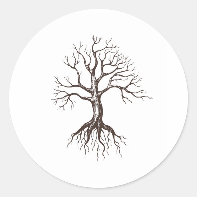 Bare tree classic round sticker (Front)