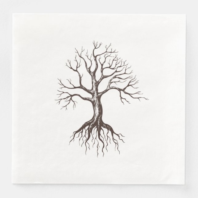 Bare tree paper dinner napkins (Front)