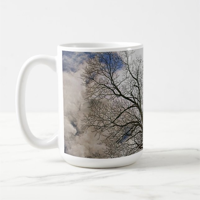 Bare Trees & Clouded Sky Nature Design Coffee Mug (Left)